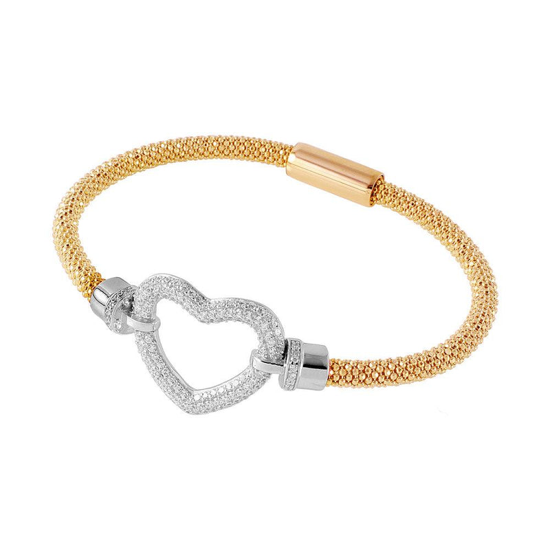 Closeout-Silver 925 Gold Plated Open Heart  Bracelet - ITB00181GP-RH | Silver Palace Inc.