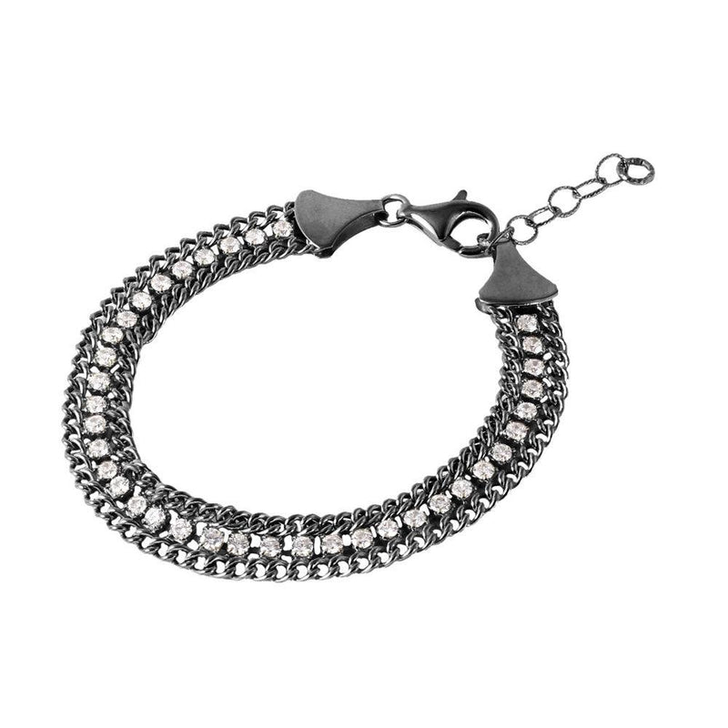 Silver 925 Black Rhodium Plated Italian Tennis CZ Bracelet - ITB00205BLK | Silver Palace Inc.