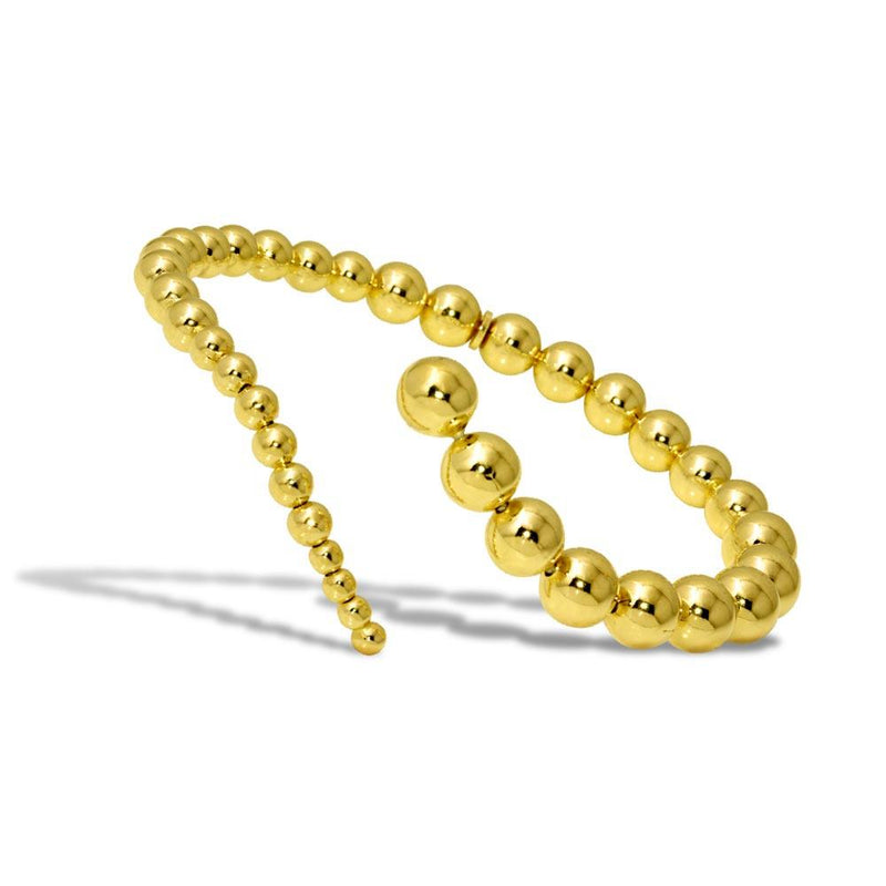 Silver 925 Gold Plated Beaded Wavy Journey Cuff Bracelet - ITB00212GP | Silver Palace Inc.