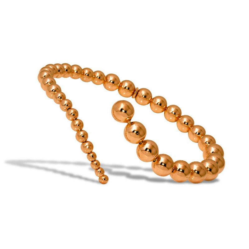 Silver 925 Rose Gold Plated Beaded Wavy Journey Cuff Bracelet - ITB00212RGP | Silver Palace Inc.