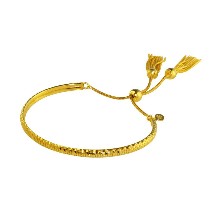 Silver 925 Gold Plated DC Cuff Lariat Bracelet with Dangling Tassel - ITB00213GP | Silver Palace Inc.