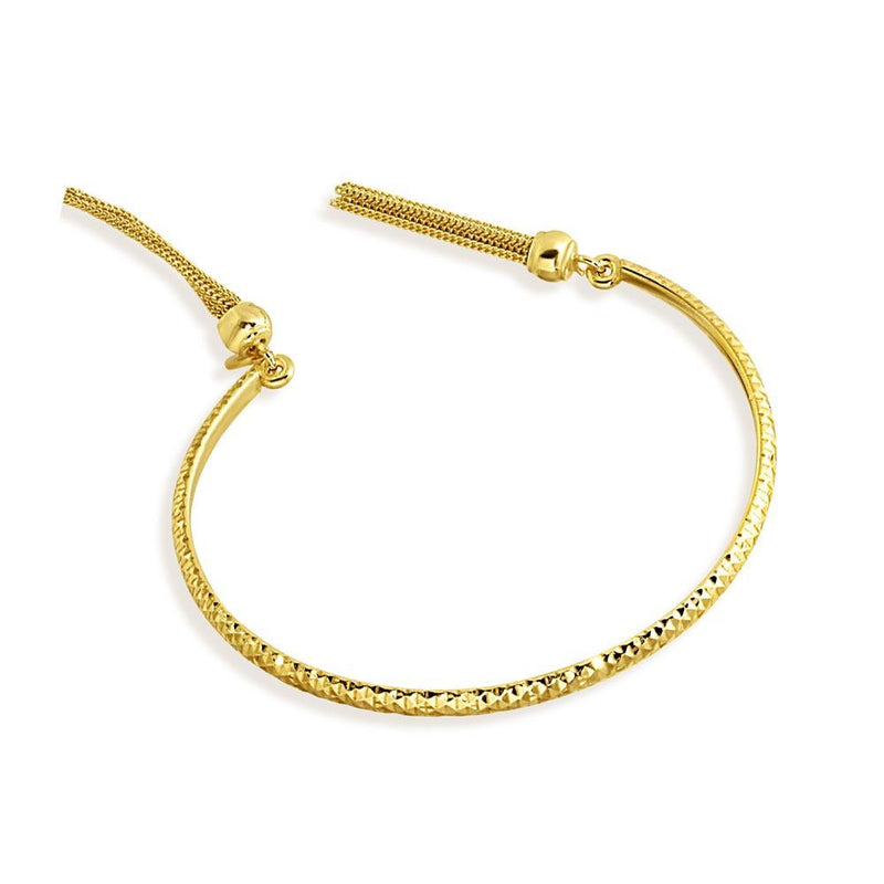 Silver 925 Gold Plated DC Cuff Bracelet with Dangling Tassel - ITB00214GP | Silver Palace Inc.