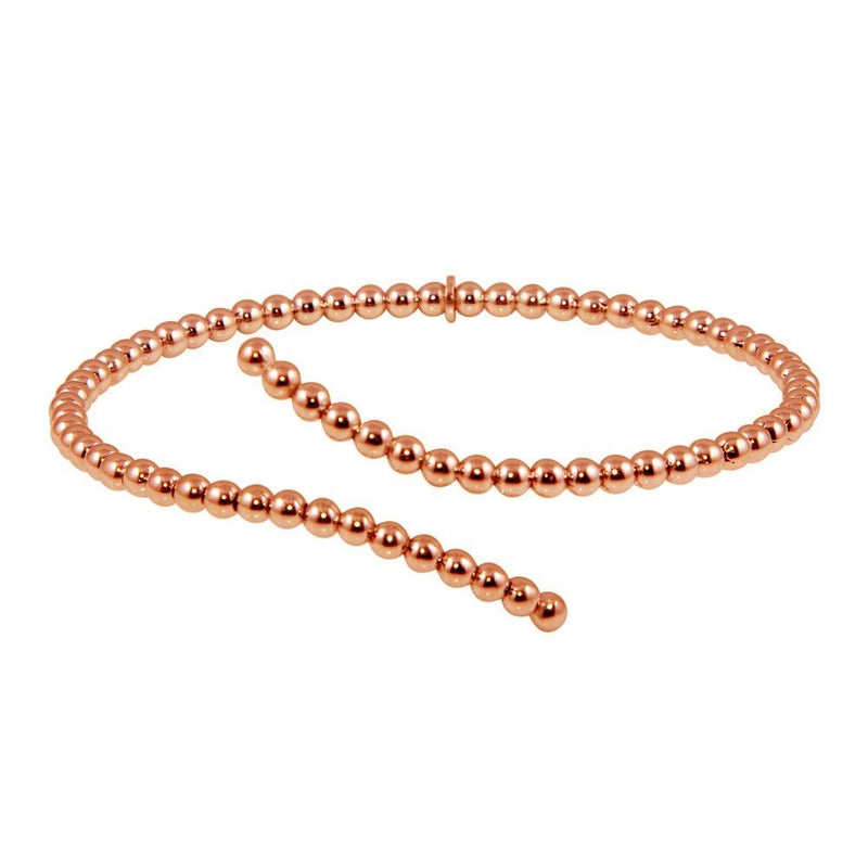 Silver 925 Rose Gold Plated Bead Cuff Bracelet - ITB00216RGP | Silver Palace Inc.