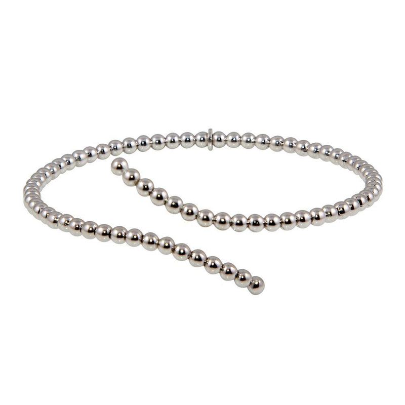 Silver 925 Rhodium Plated Bead Cuff Bracelet - ITB00216RH | Silver Palace Inc.