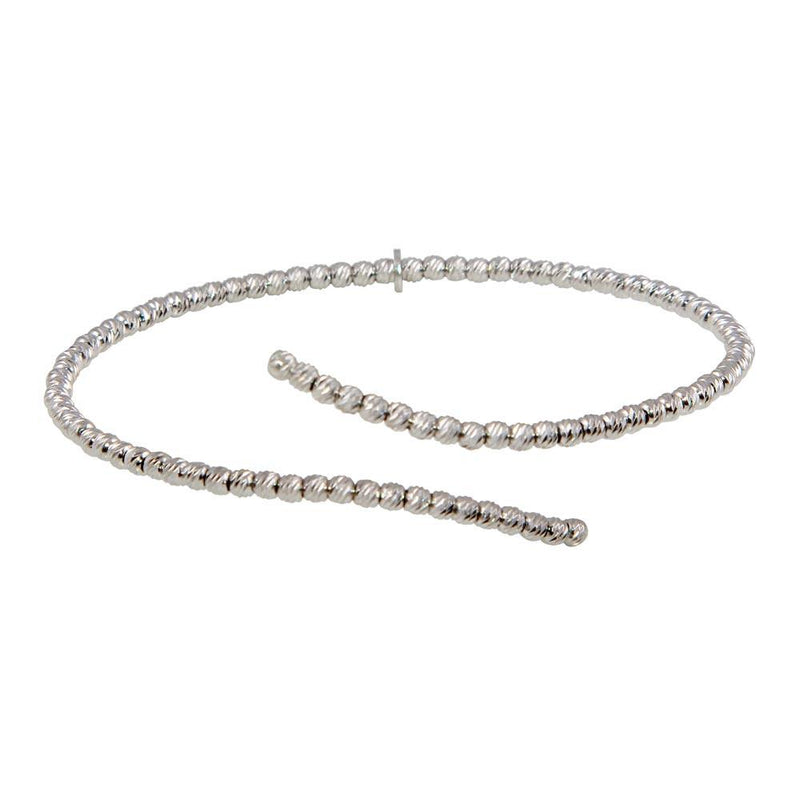 Silver 925 Rhodium Plated DC Bead Cuff Bracelet - ITB00217RH | Silver Palace Inc.