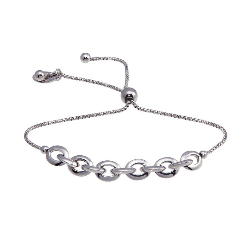 Rhodium Plated 925 Sterling Silver Link Lariat Bracelet - ITB00317-RH | Silver Palace Inc.