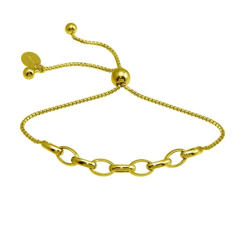 Silver 925 Gold Plated Link Lariat Bracelet - ITB00318-GP | Silver Palace Inc.