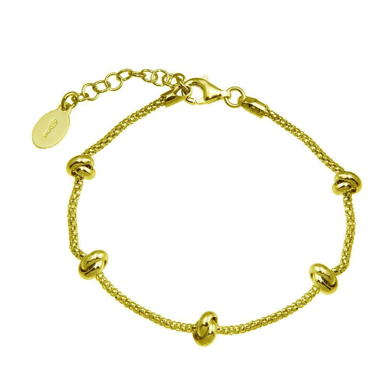 Silver 925 Gold Plated 5 Knotted Coreana Chain Bracelet - ITB00320-GP | Silver Palace Inc.