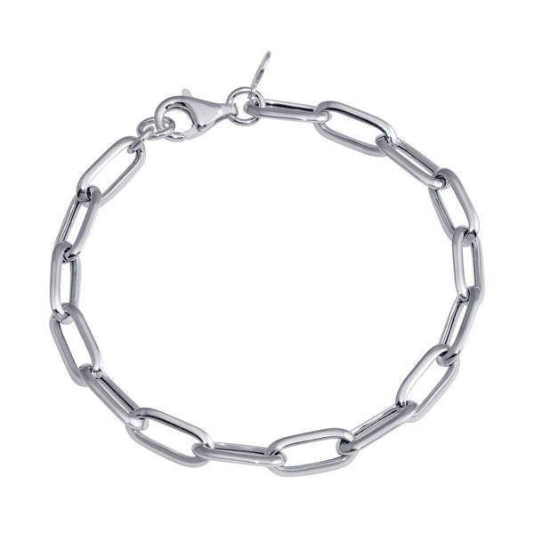 Rhodium Plated 925 Sterling Silver Paperclip Chain Bracelet - ITB00322-RH | Silver Palace Inc.