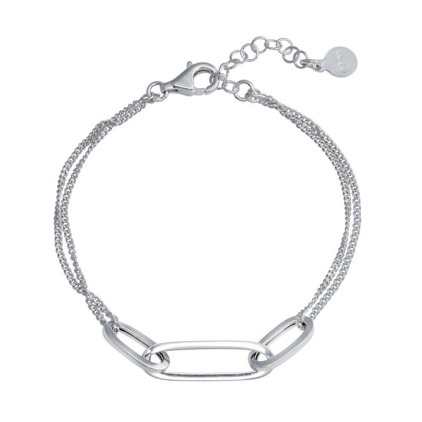 Rhodium Plated 925 Sterling Silver Paperclip Design Chain Bracelet - ITB00323-RH | Silver Palace Inc.