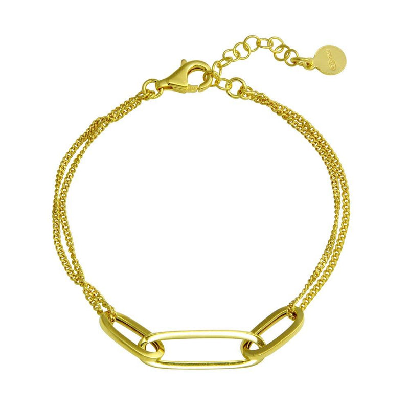 Silver 925 Gold Plated Paperclip Design Chain Bracelet - ITB00323-GP | Silver Palace Inc.