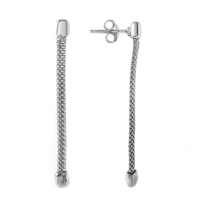 Silver 925 Rhodium Plated Single Strand Dangling Earrings - ITE00068RH | Silver Palace Inc.