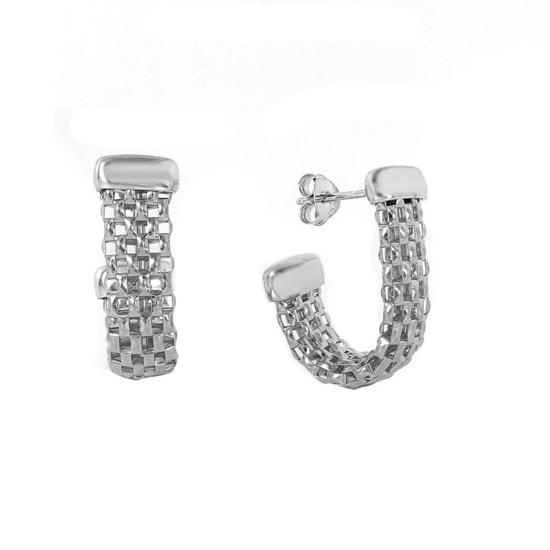 Silver 925 Rhodium Plated J Hook Earrings - ITE00069RH | Silver Palace Inc.
