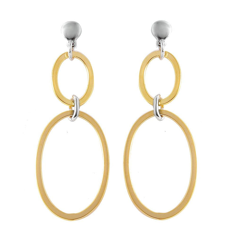 Silver 925 Gold Plated Double Open Oval Earrings - ITE00070GP | Silver Palace Inc.