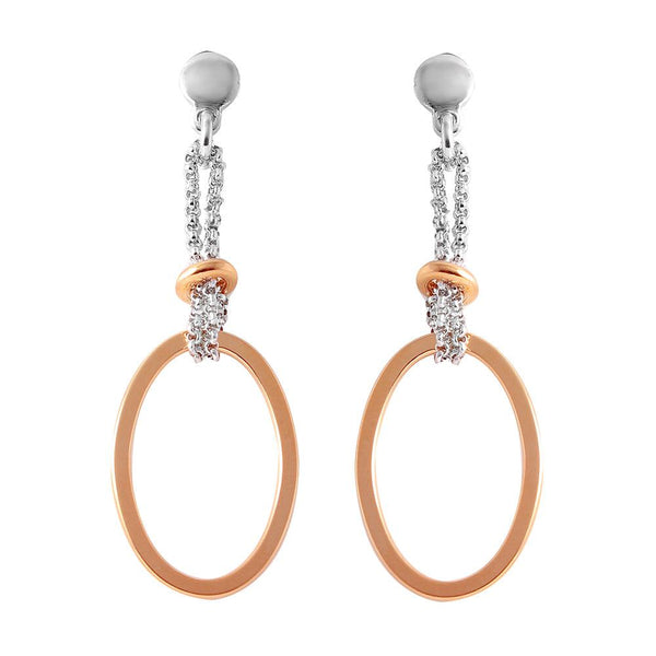 Silver 925 Rose Gold Plated Single Oval Earrings - ITE00071RGP | Silver Palace Inc.