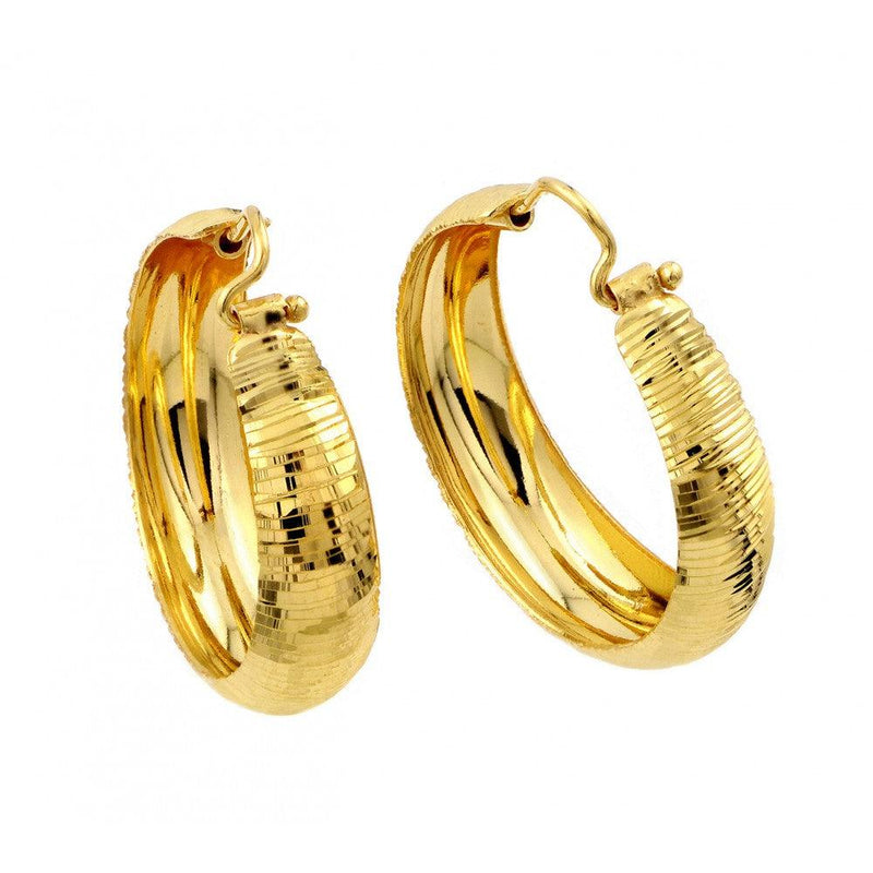 Silver 925 Gold Plated Hoop Earrings - ITE00078GP | Silver Palace Inc.