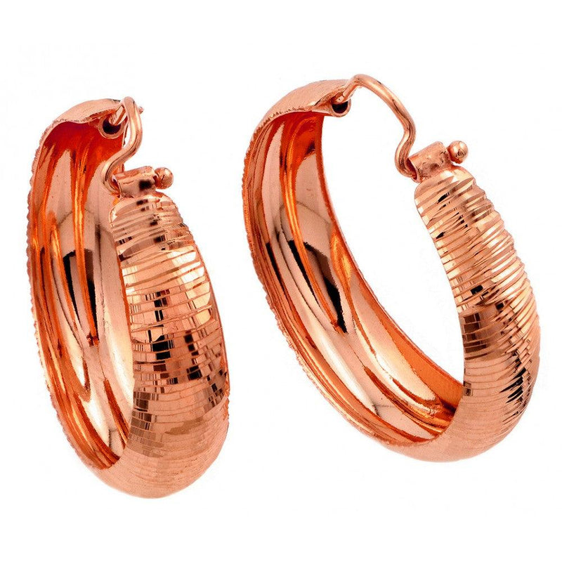 Silver 925 Rose Gold Plated Hoop Earrings - ITE00078RGP | Silver Palace Inc.