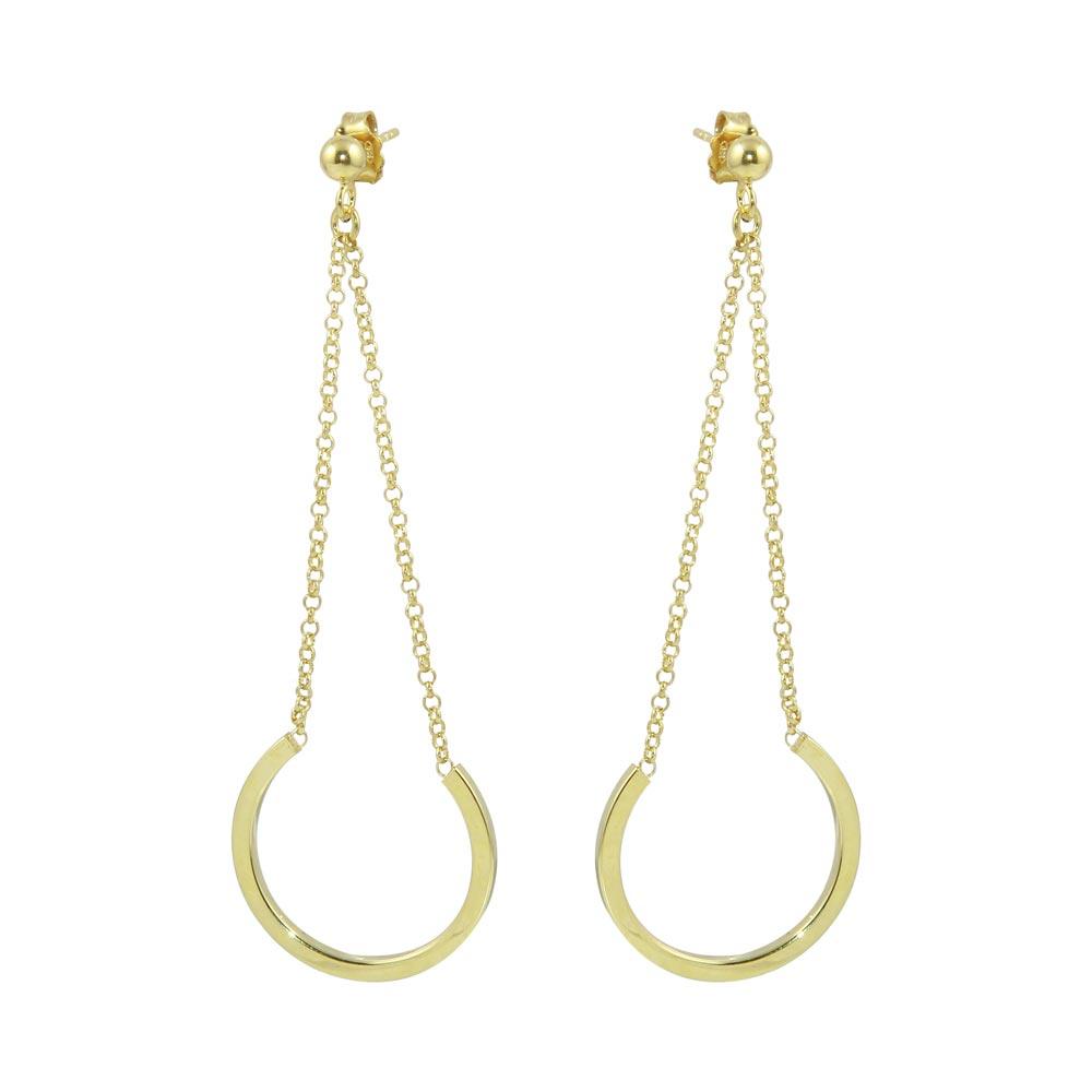 Silver 925 Gold Plated Dangling Earrings - ITE00085GP | Silver Palace Inc.