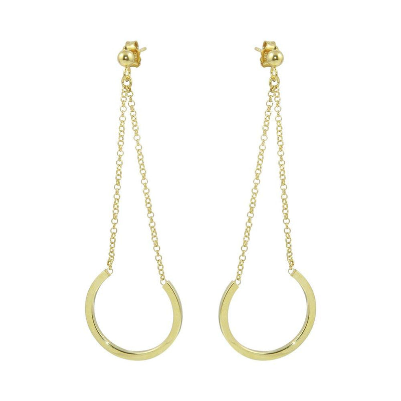 Silver 925 Gold Plated Dangling Earrings - ITE00085GP | Silver Palace Inc.