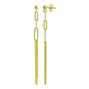 Silver 925 Gold Plated Dangling Ball Paperclip Earrings - ITE00089-GP | Silver Palace Inc.