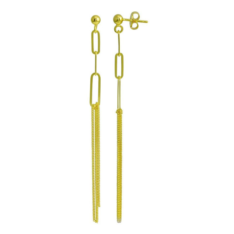 Silver 925 Gold Plated Dangling Ball Paperclip Earrings - ITE00089-GP | Silver Palace Inc.