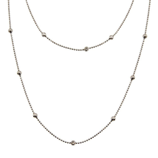 Silver 925 Rhodium Plated Beaded Chain Necklace - ITN00056RH | Silver Palace Inc.