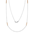 Silver 925 Rose Gold Plated Rectangle Bar Long Necklace - ITN00099RH-RGP | Silver Palace Inc.
