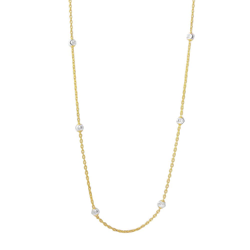 Silver 925 Diamond Cut Beaded Two-Tone Gold Plated Italian Necklace - ITN00109GP | Silver Palace Inc.