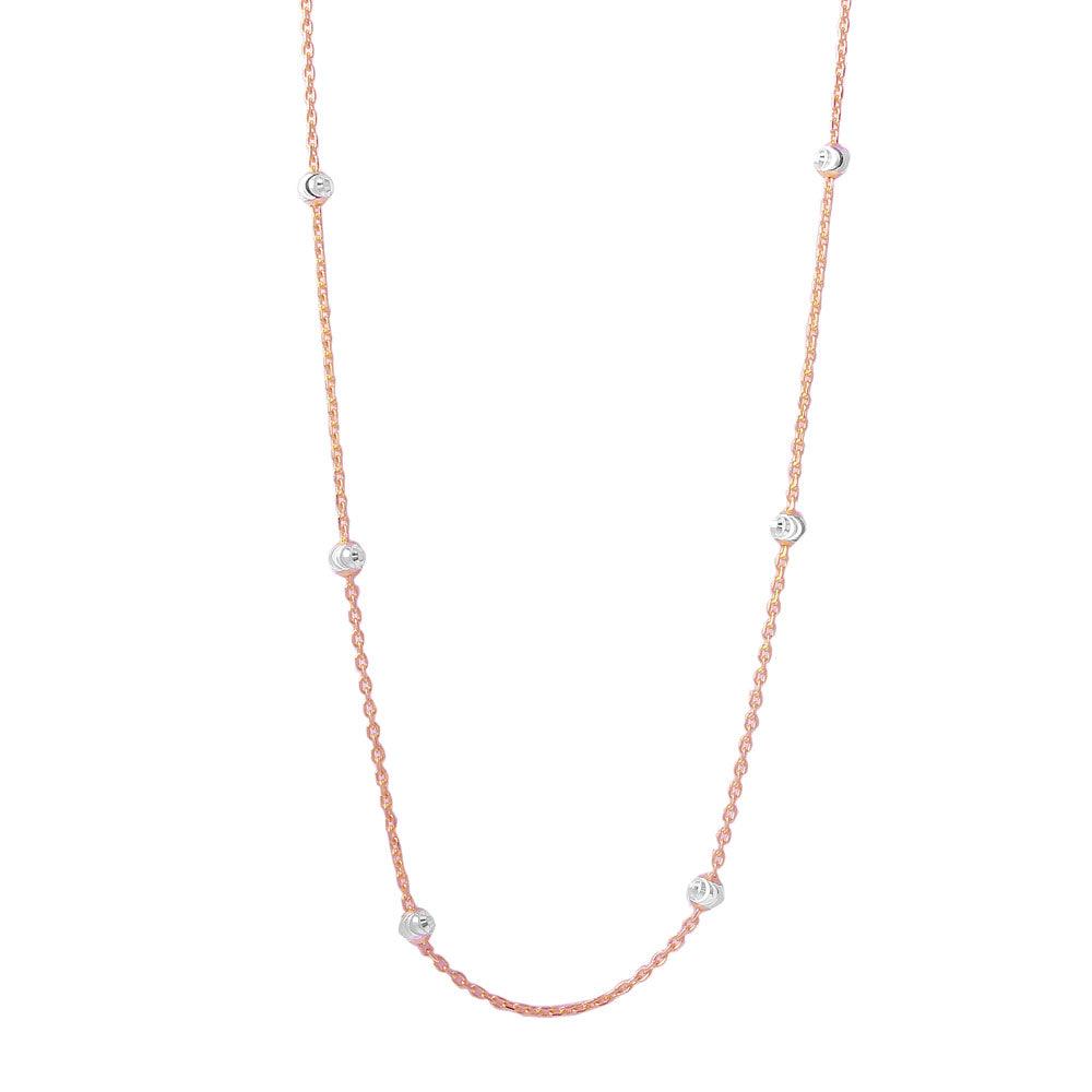 Silver 925 Diamond Cut Beaded Two-Tone Rose Gold Plated Italian Necklace - ITN00109RGP | Silver Palace Inc.