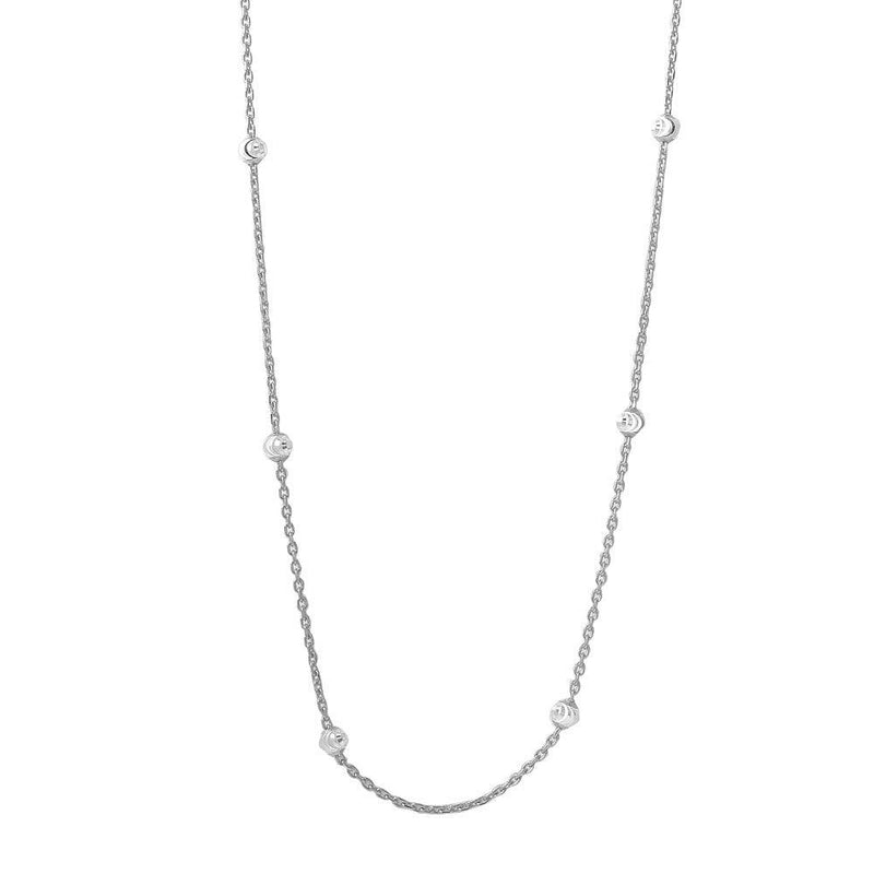Silver 925 Diamond Cut Beaded Rhodium Plated Italian Necklace - ITN00109RH | Silver Palace Inc.