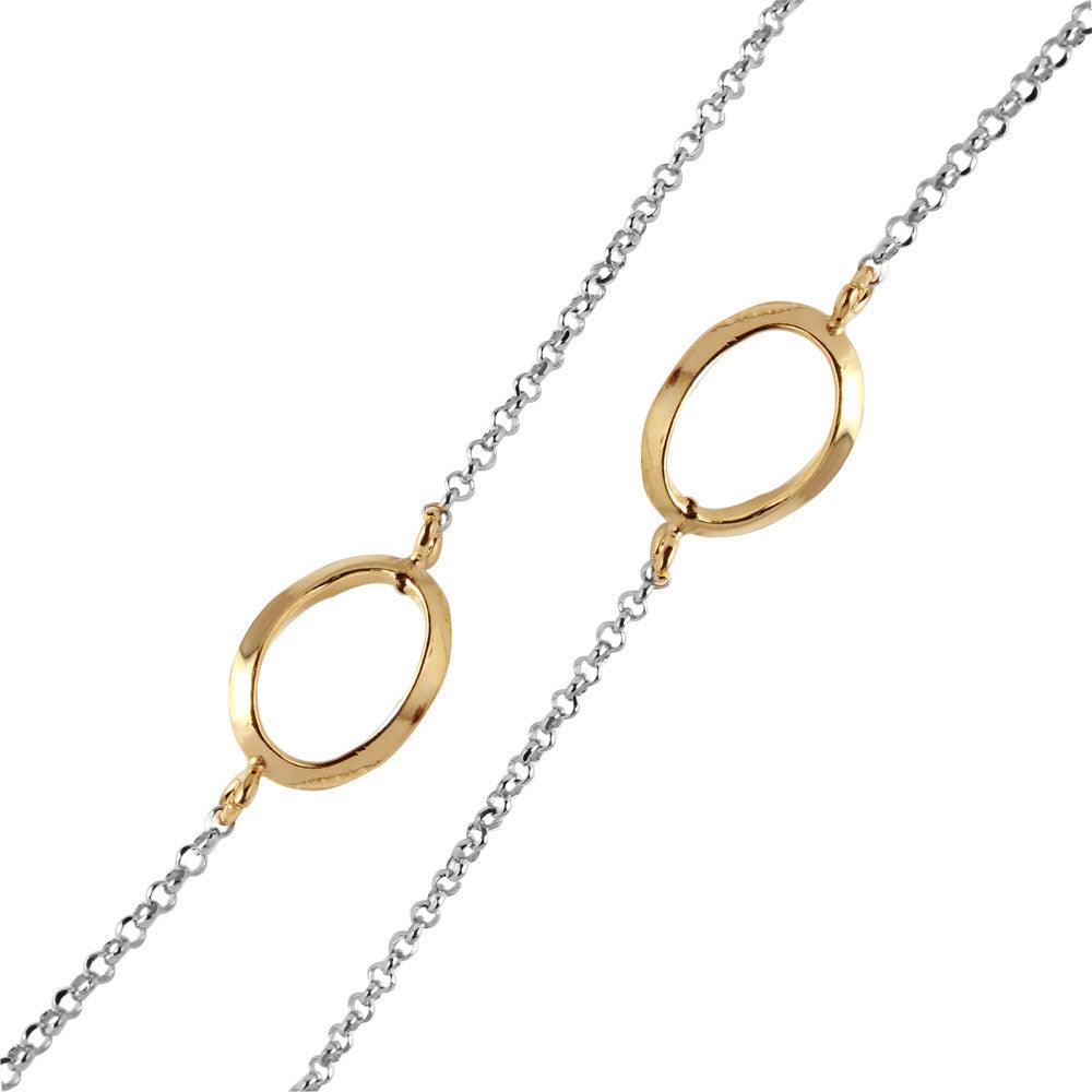 Silver 925 Chain Necklace with Curved Gold Plated Loops - ITN00117RH-GP | Silver Palace Inc.