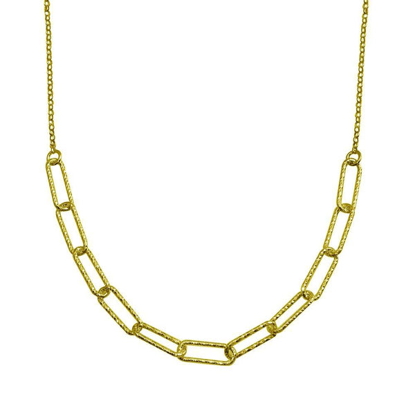 Silver 925 Gold Plated Diamond Cut Link Chain Necklace - ITN00135-GP | Silver Palace Inc.