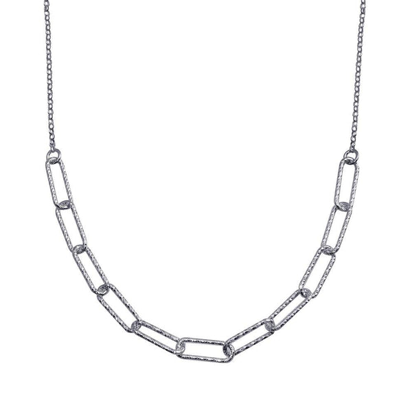 Rhodium Plated 925 Sterling Silver Diamond Cut Link Chain Necklace - ITN00135-RH | Silver Palace Inc.