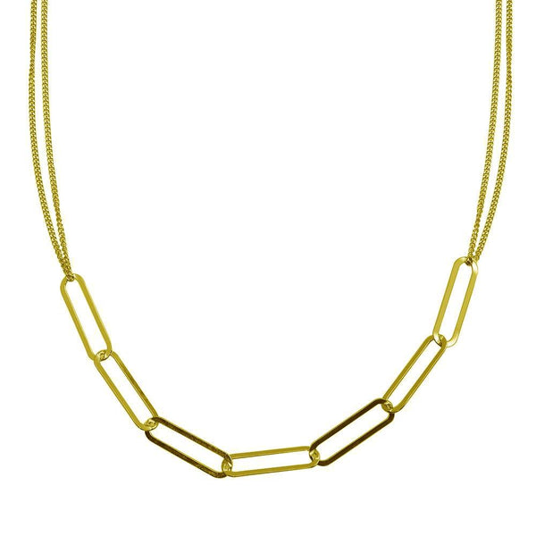 Silver 925 Gold Plated Thin Curb Link Necklace - ITN00136-GP | Silver Palace Inc.