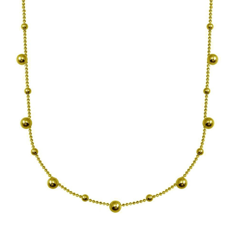 Silver 925 Gold Plated Multi Beaded Necklace - ITN00140-GP | Silver Palace Inc.