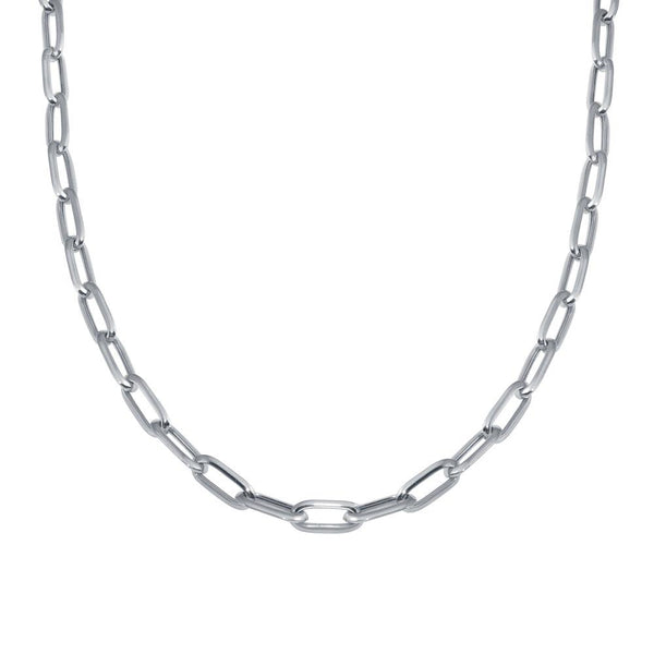 Silver 925 Rhodium Plated Paperclip Chain Necklace - ITN00150-RH | Silver Palace Inc.