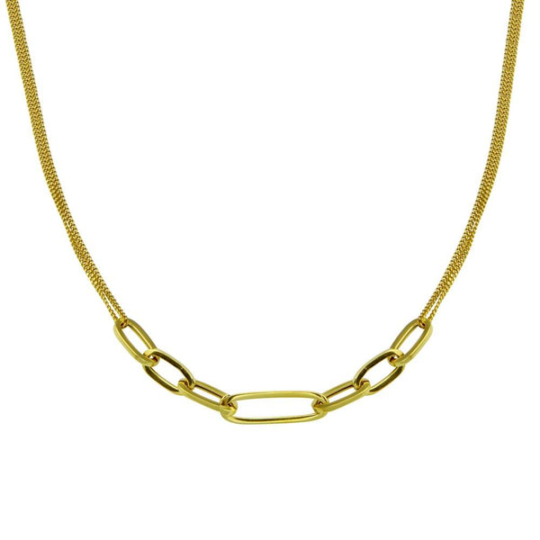 Silver 925 Gold Plated  Cuban Paperclip Chain Necklace - ITN00151-GP | Silver Palace Inc.