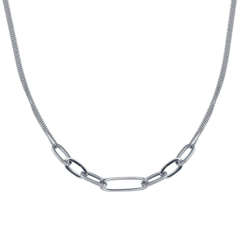 Rhodium Plated 925 Sterling Silver  Cuban Paperclip Chain Necklace - ITN00151-RH | Silver Palace Inc.