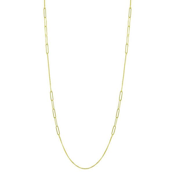 Silver 925 Gold Plated Paperclip Chain Necklace - ITN00152-GP | Silver Palace Inc.