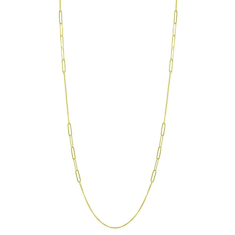 Silver 925 Gold Plated Paperclip Chain Necklace - ITN00152-GP | Silver Palace Inc.