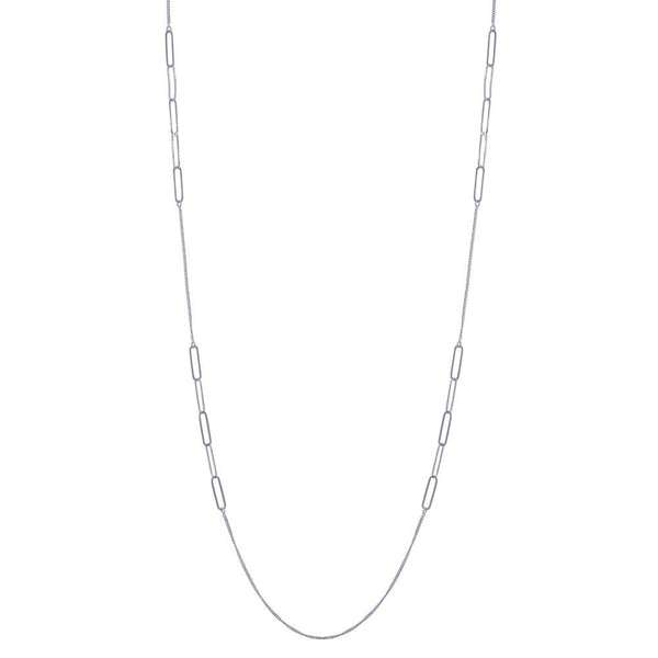 Silver 925 Rhodium Plated Paperclip Chain Necklace - ITN00152-RH | Silver Palace Inc.