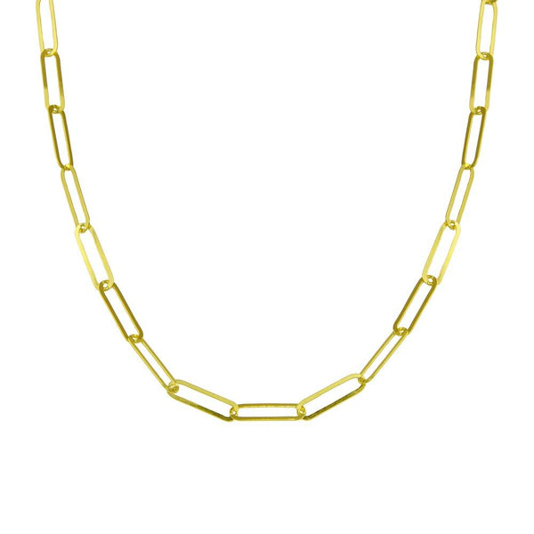 Silver 925 Gold Plated Paperclip Chain Necklace - ITN00153-GP | Silver Palace Inc.