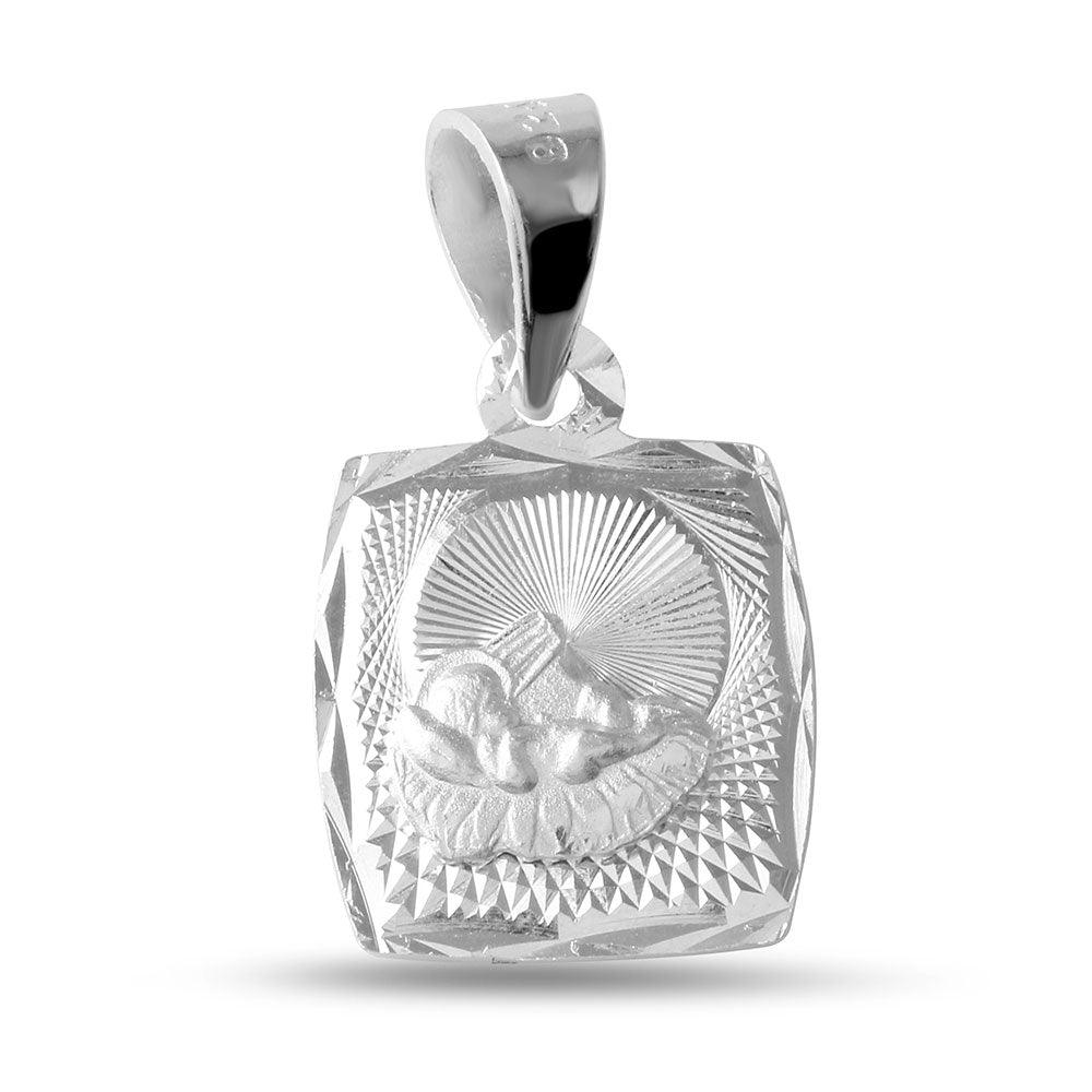 Silver 925 High Polished Baptism Diamond Cut Medallion - JCA035-7 | Silver Palace Inc.