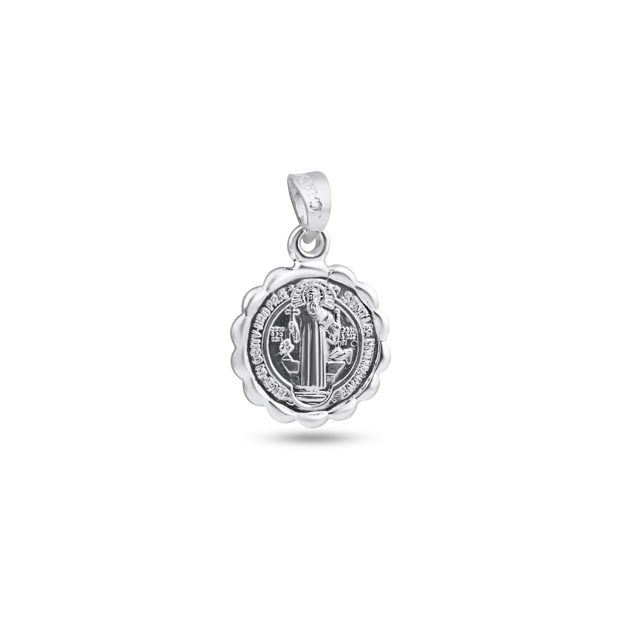 Silver 925 High Polished Edge San Benito Medallion Pendant - JCA109-T13 | Silver Palace Inc.