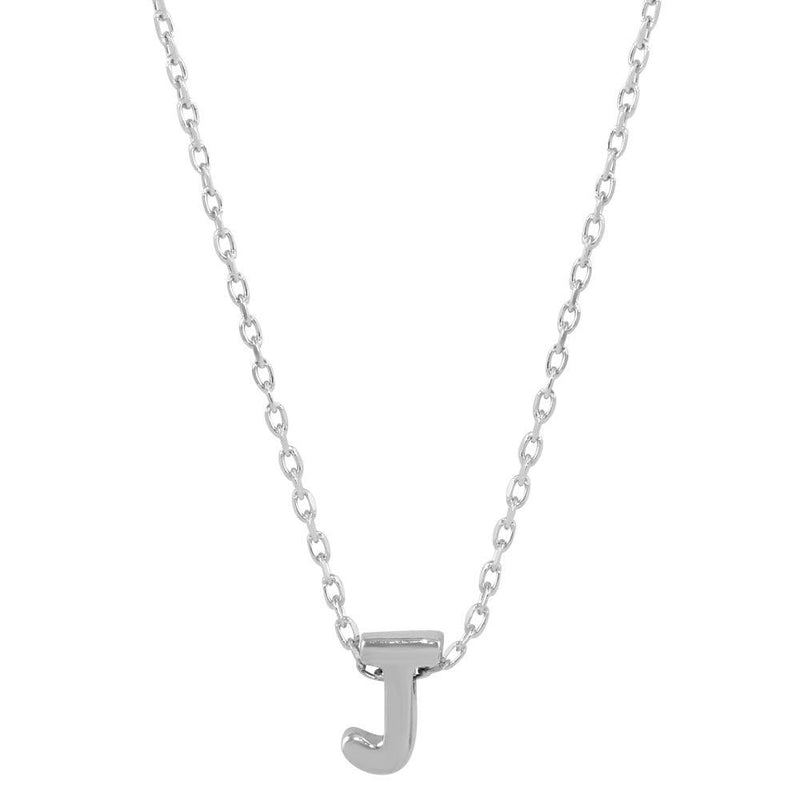 Silver 925 Rhodium Plated Small Initial J Necklace - JCP00001-J | Silver Palace Inc.