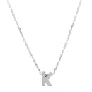 Silver 925 Rhodium Plated Small Initial K Necklace - JCP00001-K | Silver Palace Inc.