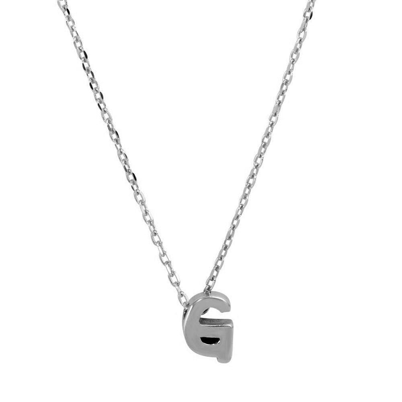 Silver 925 Rhodium Plated Initial G Necklace - JCP00001-G | Silver Palace Inc.