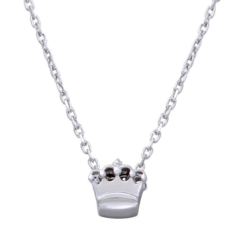 Silver 925 Rhodium Plated Mini Crown Pedant Necklace - JCP00003RH | Silver Palace Inc.