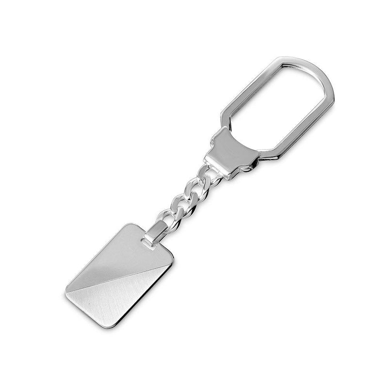Silver 925 Rectangle High Polished with Design Keychain - KEYCHAIN15 | Silver Palace Inc.