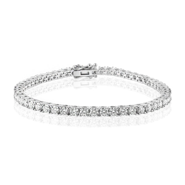 Rhodium Plated 925 Sterling Silver Moissanite Stone 3mm Tennis Bracelet - MBGB00001 | Silver Palace Inc.